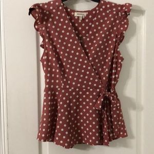 Pink polkadot ruffle shirt